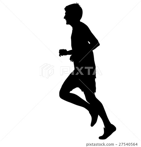 Silhouettes. Runners on sprint, men. vector  27540564