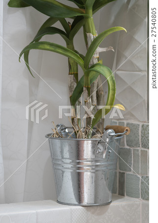 Flower decoration in modern nice bathroom 27540805