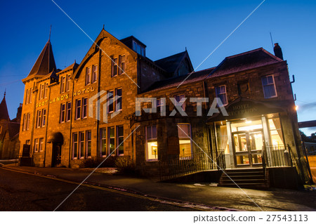 A stone hotel in the outskirts of Scotland before dawn A stone hotel in the outskirts of Scotland before dawn 27543113