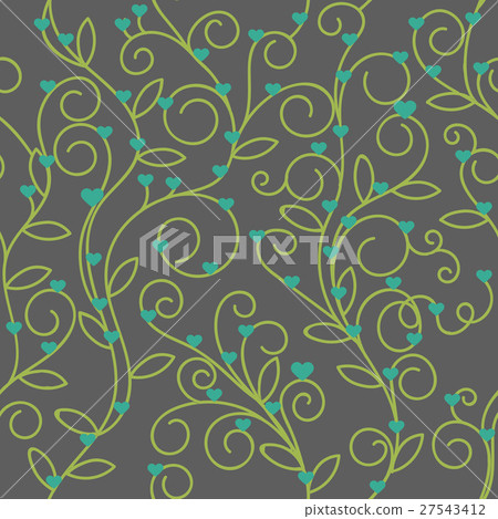Seamless floral heart fabric green tone Seamless floral heart fabric green tone 27543412