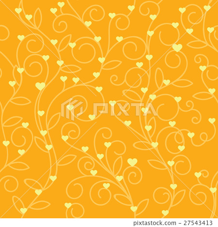 Seamless floral heart fabric orange tone 27543413