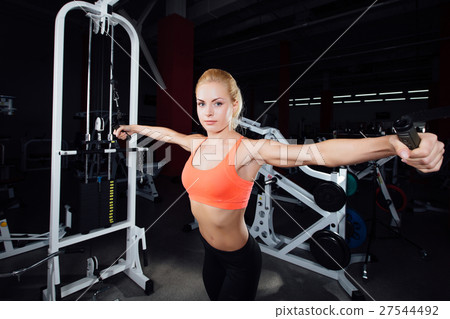 young fitness woman demonstrate crossover young fitness woman demonstrate crossover 27544492