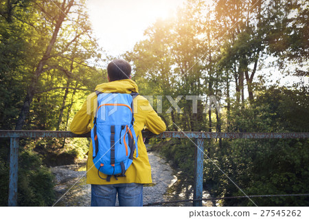 Tourist man on the old bridge 27545262