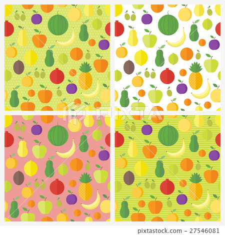 Set of seamless patterns with fruits and berries - Stock Illustration ...