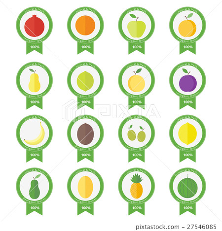 Vector banners, stickers with fresh fruits 27546085