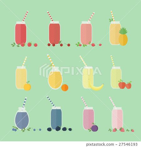 Set of fruits and berries cocktails 27546193