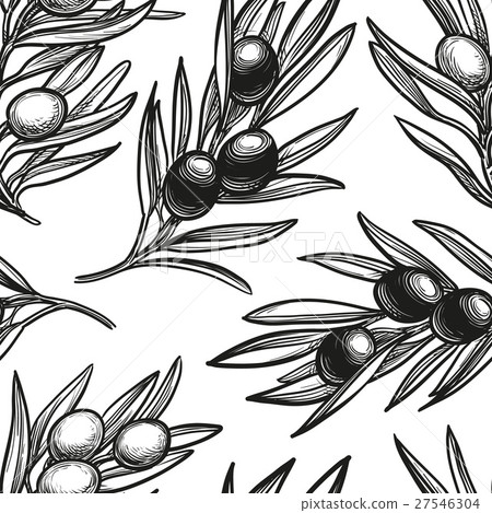 Seamless pattern with olive branch - Stock Illustration [27546304] - PIXTA