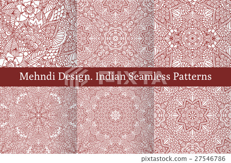 Mehndi henna design seamless patterns 27546786