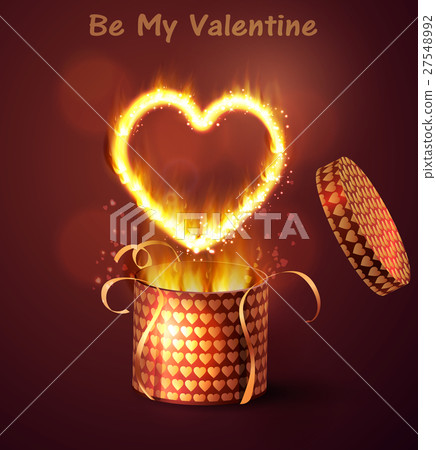 Opened gift-box with hearts. Opened gift-box with hearts. 27548992