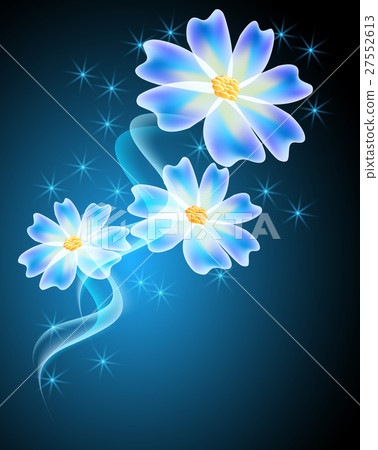 Neon flowers with stars and firework 27552613