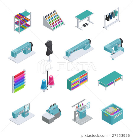 Garment Factory Isometric Icon Set 27553936