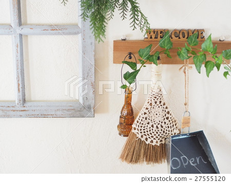 Natural miscellaneous goods on white wall 27555120
