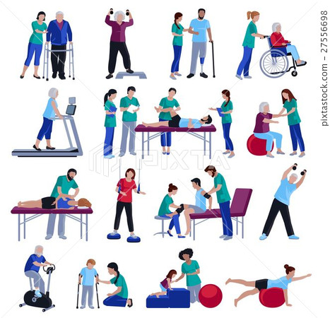 Physiotherapy Rehabilitation People Flat Icons 27556698