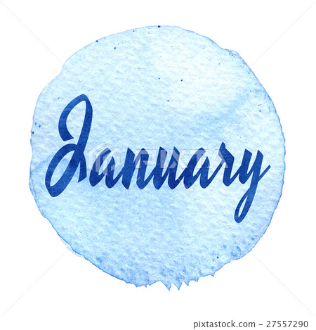 Blue watercolor circle with word January isolated Blue watercolor circle with word January isolated 27557290