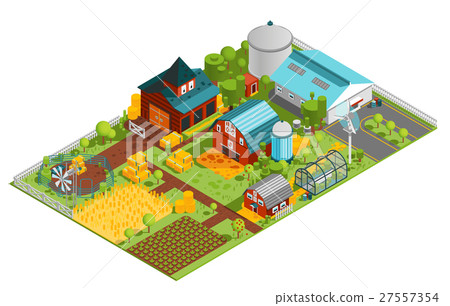Rural Farm Isometric Composition 27557354