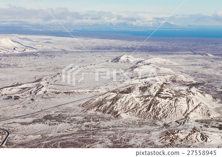 Top view, Iceland land snow covered  27558945