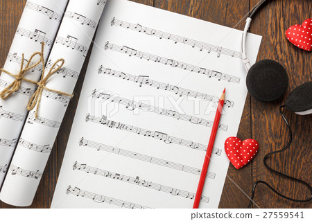 Top view valentines day love song music. Top view valentines day love song music. 27559541