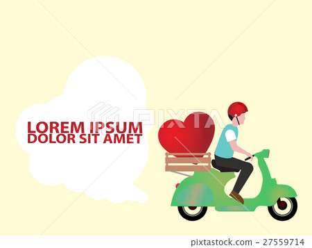man riding a motorcycle to deliver a heart man riding a motorcycle to deliver a heart 27559714