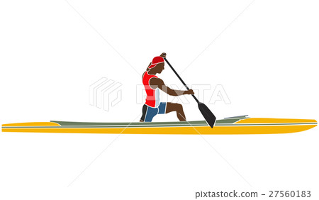 male athlete sports canoe with paddle 27560183