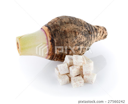 taro root on white background 27560242