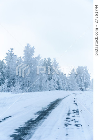 Winter slippery road after snow blizard Winter slippery road after snow blizard 27561744
