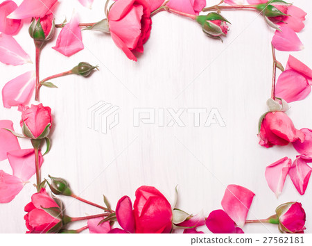 frame of pink flowers on a white background 27562181