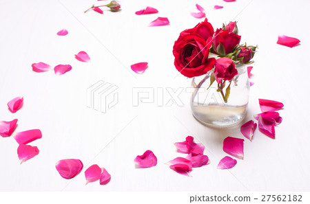 Red roses surrounded by the blurred petals 27562182