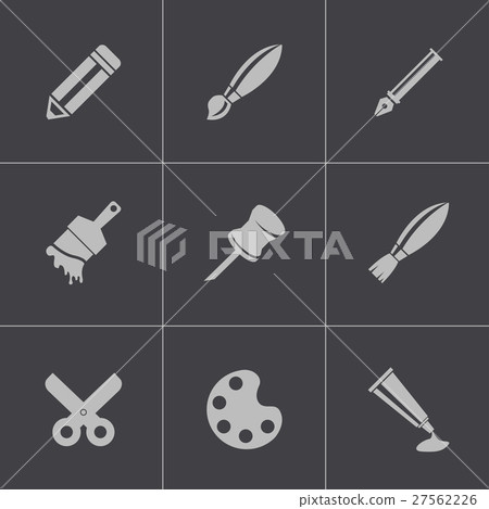 Vector black art tool icons set Vector black art tool icons set 27562226