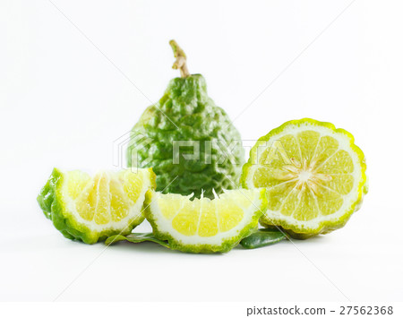 Green rough peel bergamot fruit or kaffir lime 27562368