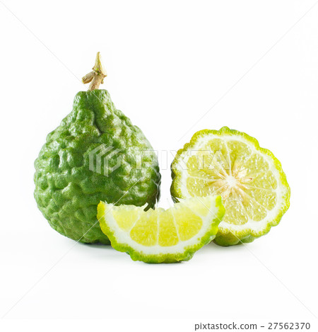 Green rough peel bergamot fruit or kaffir lime 27562370