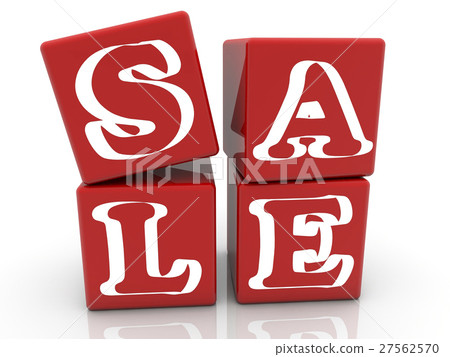 Toy cubes in red with inscription SALE  27562570