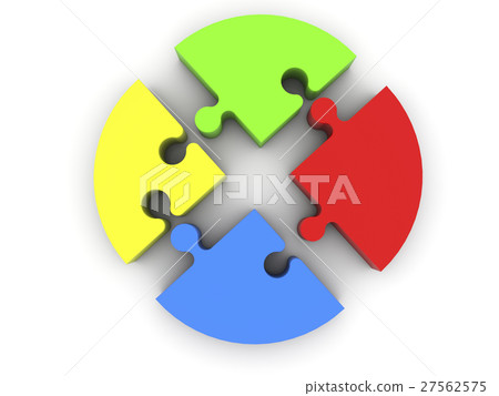 Puzzle pieces in red,yellow,blue and green colors Puzzle pieces in red,yellow,blue and green colors 27562575