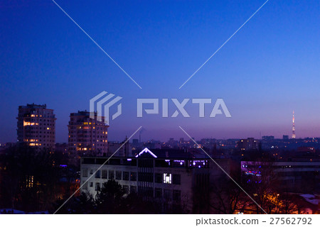 Chisinau city in the evening with a purple sunset Chisinau city in the evening with a purple sunset 27562792
