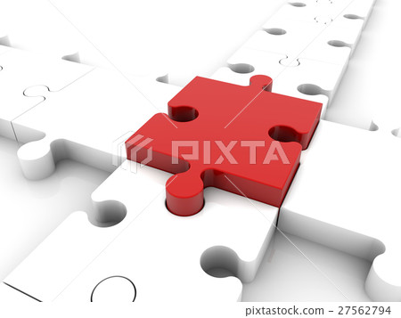 Concept with puzzle pieces in red and white Concept with puzzle pieces in red and white 27562794
