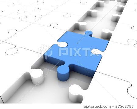 Concept with puzzle pieces in blue and white Concept with puzzle pieces in blue and white 27562795