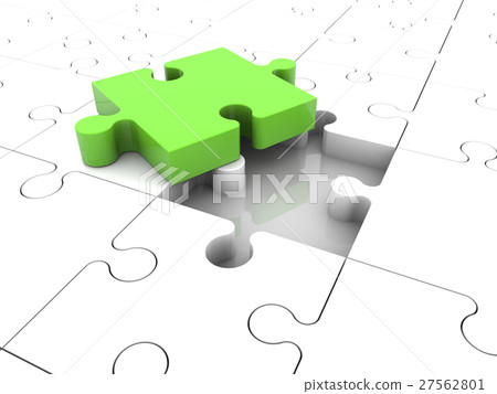 Concept with puzzle pieces in green and white 27562801