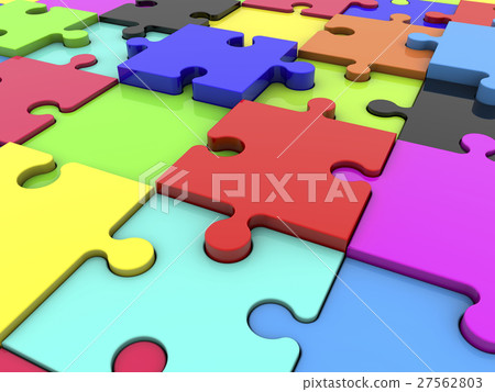 Puzzle pieces in various colors  27562803