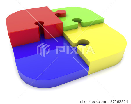 Puzzle pieces in four colors 27562804