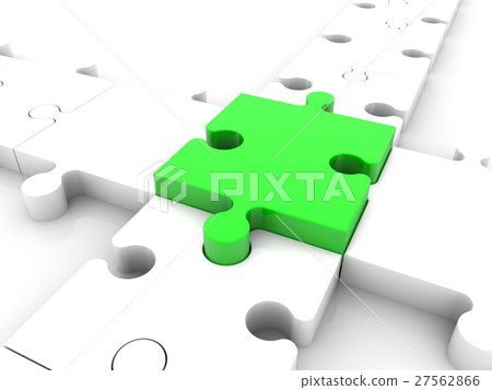 Puzzle pieces concept in white and green colors Puzzle pieces concept in white and green colors 27562866