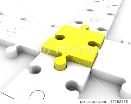 Puzzle pieces in white and yellow colors 27562878