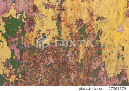Rusty,  multi-colored peeling paint  background 27563379