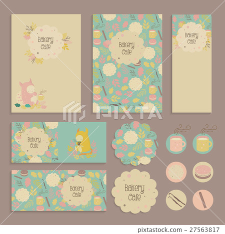 Set of flyer, sticker, tag templates for kids cafe Set of flyer, sticker, tag templates for kids cafe 27563817
