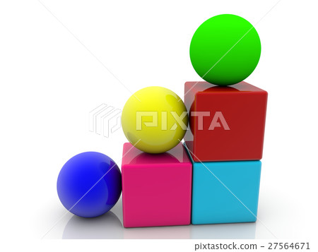 Toy cubes and balls assembled on white Toy cubes and balls assembled on white 27564671