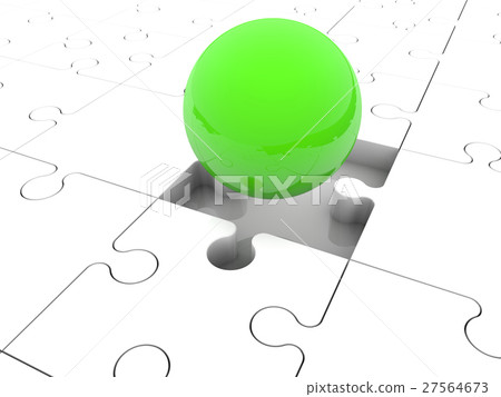 Green ball between puzzle pieces Green ball between puzzle pieces 27564673