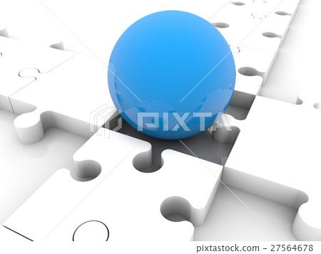 Blue ball on puzzle crossroad Blue ball on puzzle crossroad 27564678