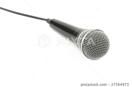 Microphone with cable side view close up on white 27564973