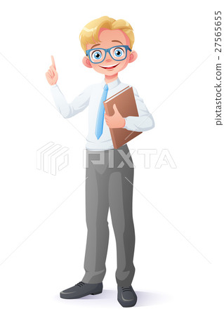 Vector clever young school boy with eyeglasses 27565655