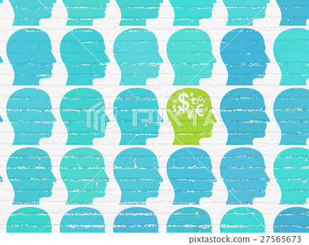 Business concept: head with finance symbol icon on 27565673