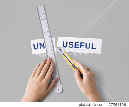 Unuseful Unhelpful Hands Cut Word Split Concept 27568196