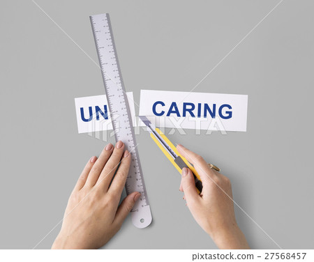 Unawareness Uncaring Hand Cut Word Split Concept 27568457